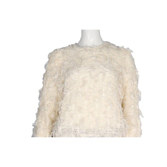 Mable Women's Size Small Pale Yellow Blouse Semi-Sheer Ruched Long Sleeve Shirt - Picture 2 of 10